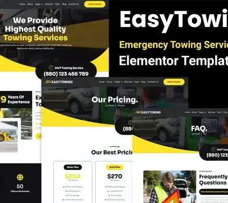 EasyTowing – Emergency Towing Service Elementor Template Kit