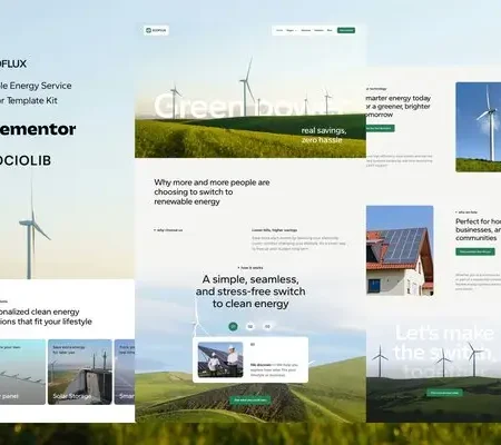 Ecoflux – Renewable Energy & Solar Panel Elementor Template Kit