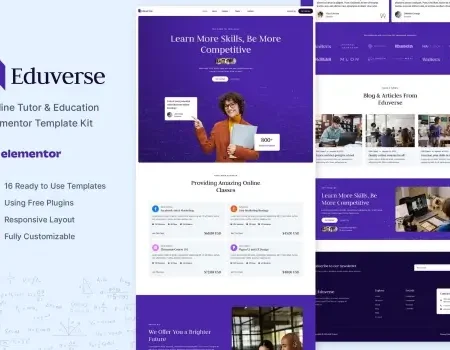 Eduverse – Online Tutor & Education Elementor Template Kit