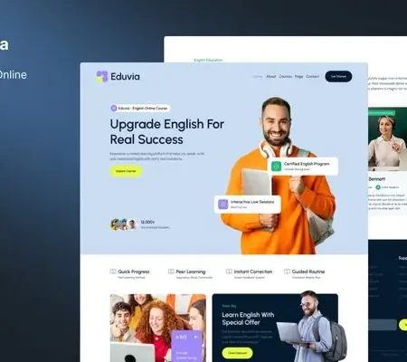 Eduvia – English Online Course Website Elementor Template Kit