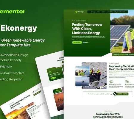 Ekonergy – Solar & Green Renewable Energy Elementor Template Kits