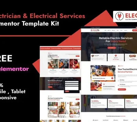 Elecfa – Electrician & Electrical Services Elementor Template Kit