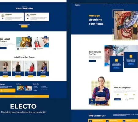 Electo – Electricity Services Elementor Template Kit