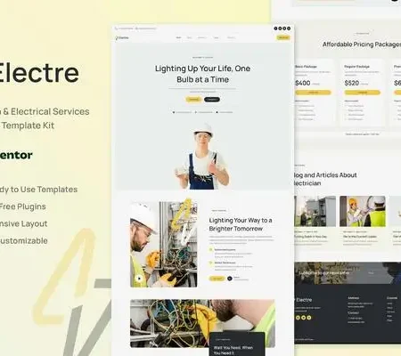 Electre – Electrician & Electrical Services Elementor Template Kit