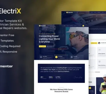 Electrix – Electrician Services & Electrical Repairs Elementor Template Kit
