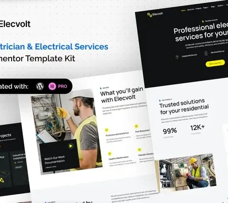 Elecvolt – Electrician & Electrical Services Elementor Template Kit