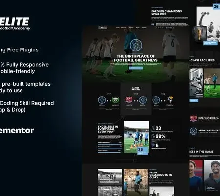 Elite – Football Academy Elementor Template Kit