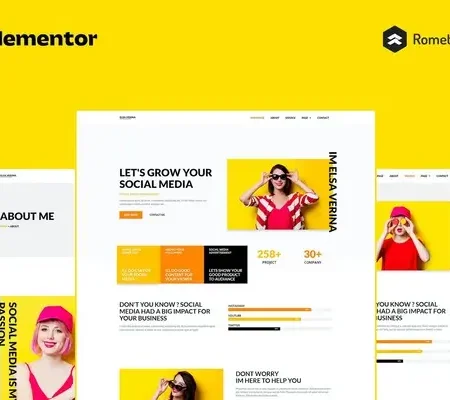 Elsa – Social Media Marketing & Management Elementor Pro Full Site Template Kit