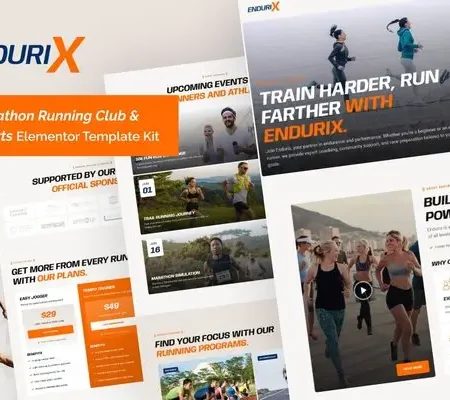 Endurix – Marathon Running Club & Sports Elementor Template Kit