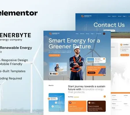 Enerbyte – Solar & Renewable Energy Elementor Template Kit