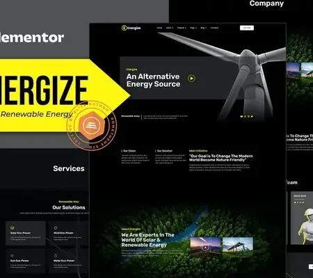 Energize – Solar & Renewable Energy Elementor Template Kit