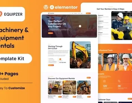 Equipzer – Machinery & Equipment Rentals Elementor Pro Template Kit