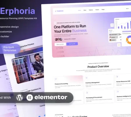 Erphoria – Enterprise Resource Planning ERP SaaS Platform Elementor Template Kit