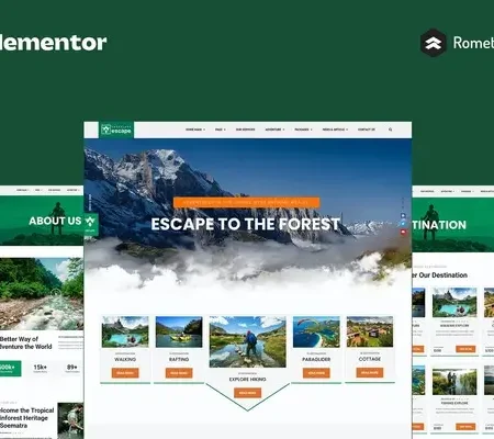 Escape – Forest Travel Adventure Elementor Pro Full Site Template Kit