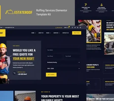 EstateRoof – Roofing Services Elementor Template Kit