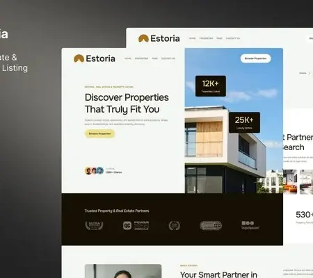 Estoria – Real Estate & Property Listing Website Elementor Template Kit
