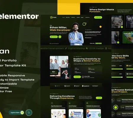 Ethan – Personal Portfolio Elementor Template Kit