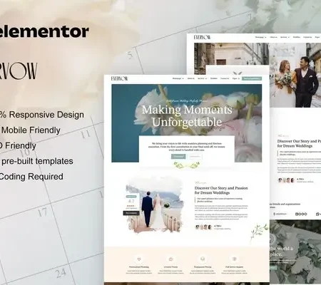 EverVow – Wedding & Event Planner Elementor Pro Template Kit