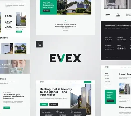 Evex – Heat Pumps & Renewable Energy Elementor Template Kit