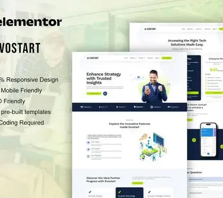 Evostart – Tech Startup Company Elementor Pro Template Kit