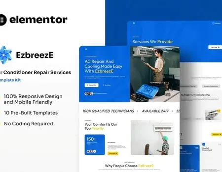 EzbreezE – Air Conditioner Repair Services Elementor Template Kit