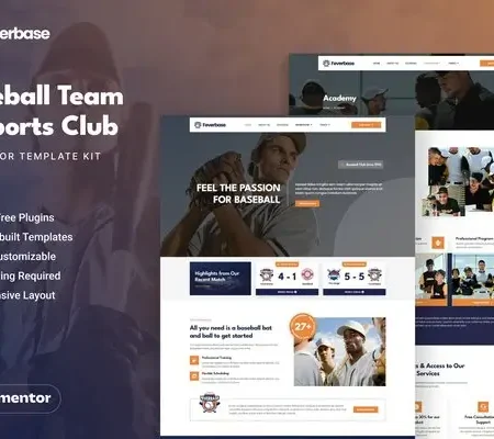 Feverbase – Baseball Team & Sports Club Elementor Template Kit
