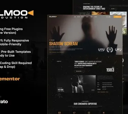 Filmoo – Film, Movie & Video Production Elementor Template Kit