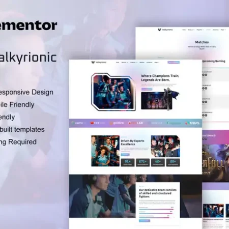 Valkyrionic - Esport Team & Gaming Elementor Pro Template Kit