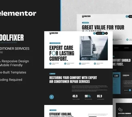 Coolfixer – Air Conditioner Services Elementor Template Kit