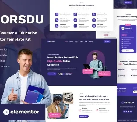 Corsdu – Online Courses & Education Elementor Template Kit