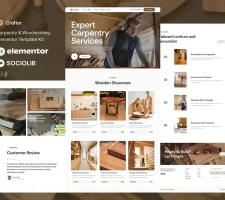 Crafter – Carpentry & Woodworking Elementor Template Kit