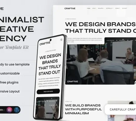 Craftive – Minimalist Creative Agency Elementor Template Kit
