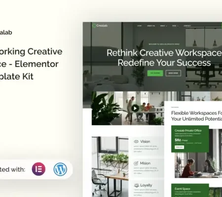 Crealab – Coworking Creative Space Elementor Template Kit
