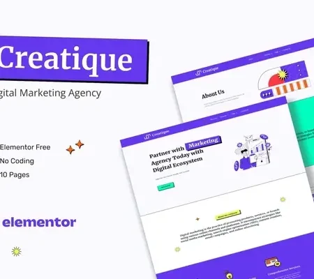 Creatique – Digital Marketing Agency Elementor Template Kit