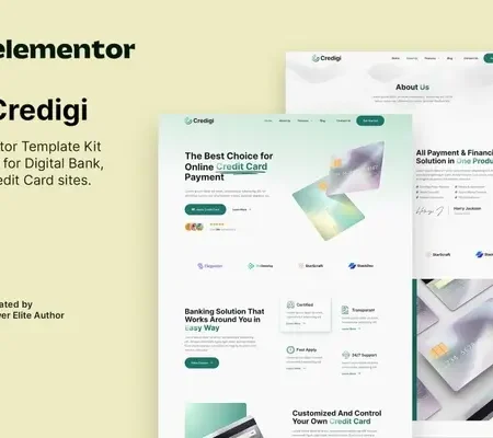 Credigi – Digital Bank & Credit Card Elementor Template Kit