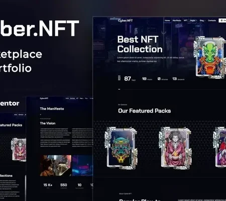 Cyber.NFT Marketplace & Portfolio Elementor Template Kit