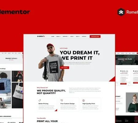 D-Shirt – T Shirt Design & Printing Elementor Pro Full Site Template Kit