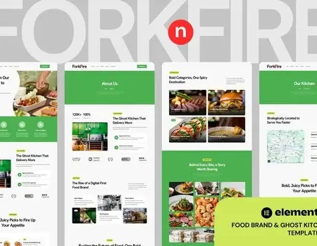 ForknFire – Food Brand & Ghost Kitchen Elementor Template Kit