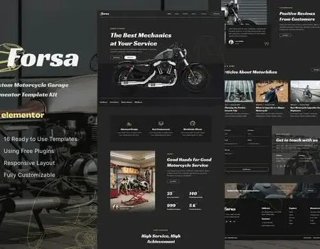 Forsa – Custom Motorcycle Garage Elementor Template Kit