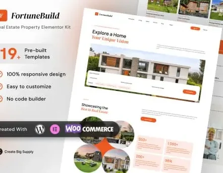 FortuneBuild – Real Estate Property Elementor Template Kit