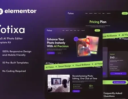 Fotixa – SaaS AI Photo App Website Elementor Template Kit