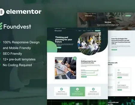 FoundVest – Finance & Investment Elementor Pro Template Kit