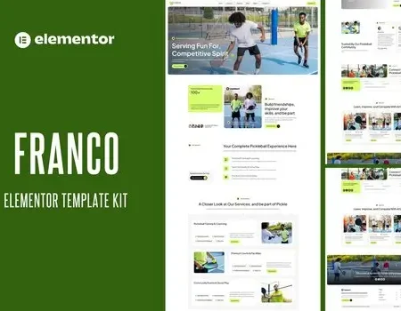 Franco – Pickleball Community & Play Elementor Template Kit