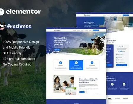 FreshMoo – Dairy Farm Elementor Pro Template Kit