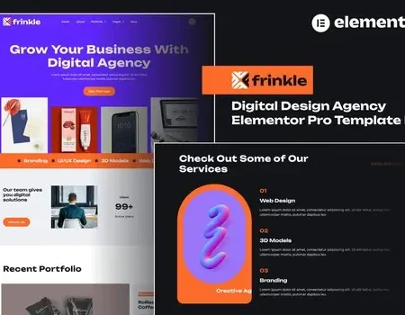Frinkle – Digital Design Agency Elementor Pro Template Kit