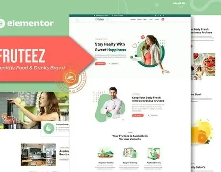 Fruteez – Healthy Food & Drinks Brand Elementor Template Kit
