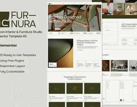 Furnora – Custom Interior & Furniture Studio Elementor Template Kit