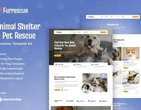 Furrescue – Animal Shelter & Pet Rescue Elementor Template Kit