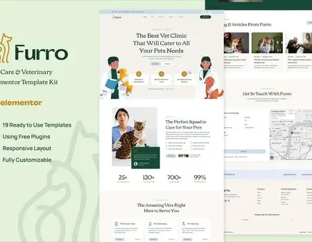 Furro – Pet Care & Veterinary Elementor Template Kit