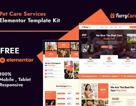 Furrycare – Veterinary & Pet Care Services Elementor Template Kit
